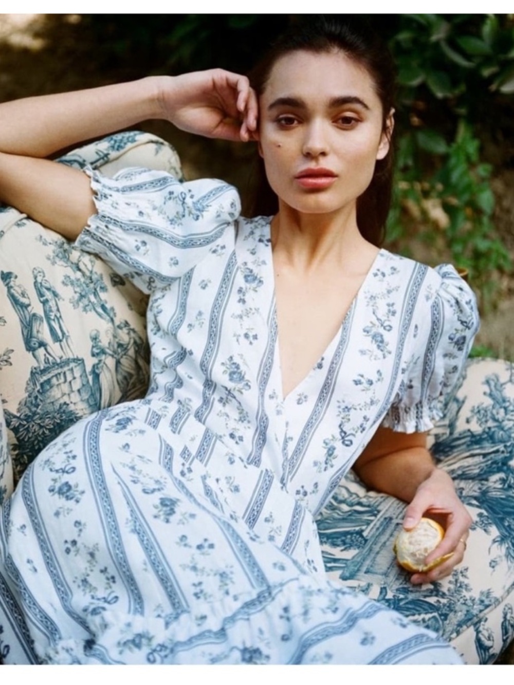 New: Reformation Veronika Midi Dress in Roquefort (Sz: Med) - Picture 3 of 7